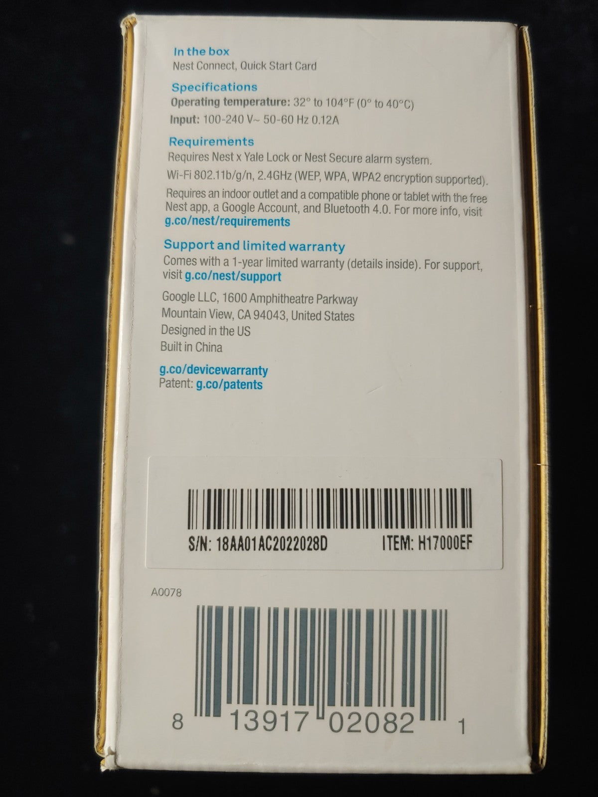 New! Nest Connect Range Extender for Nest Secure System H17000EF
