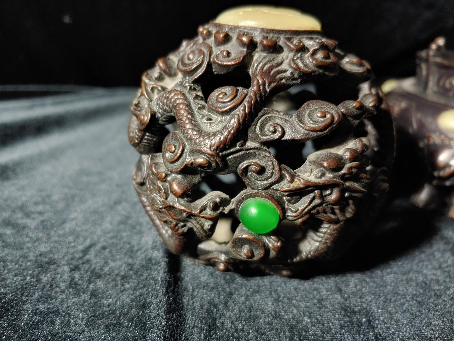 RARE! Vintage Chinese Jeweled Sensor Incense Burner