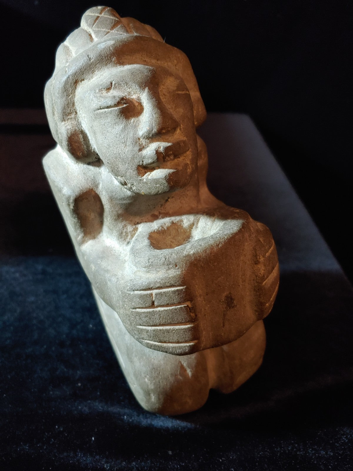 Pre-Columbian stone sculpture potentially Olmec or Chontal 1200-600BCE