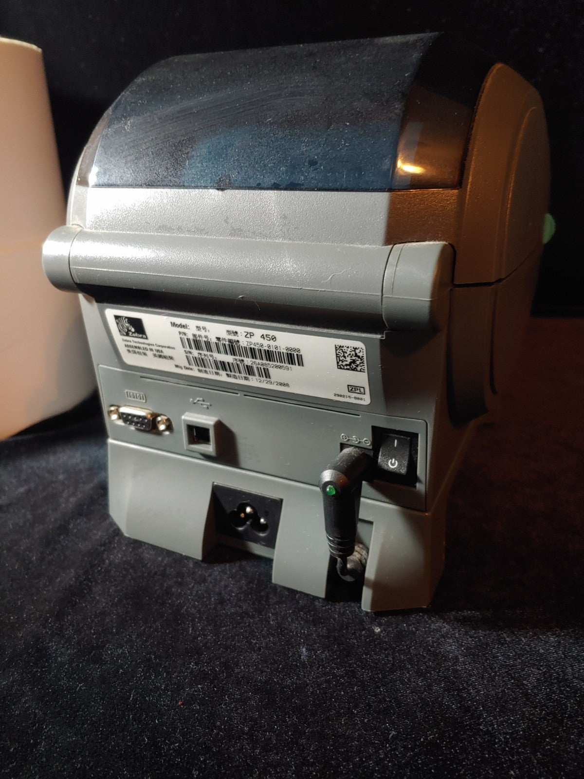 Zebra ZP450 Thermal Label Printer 4" Wide Label Printer USB + 2 Rolls Labels