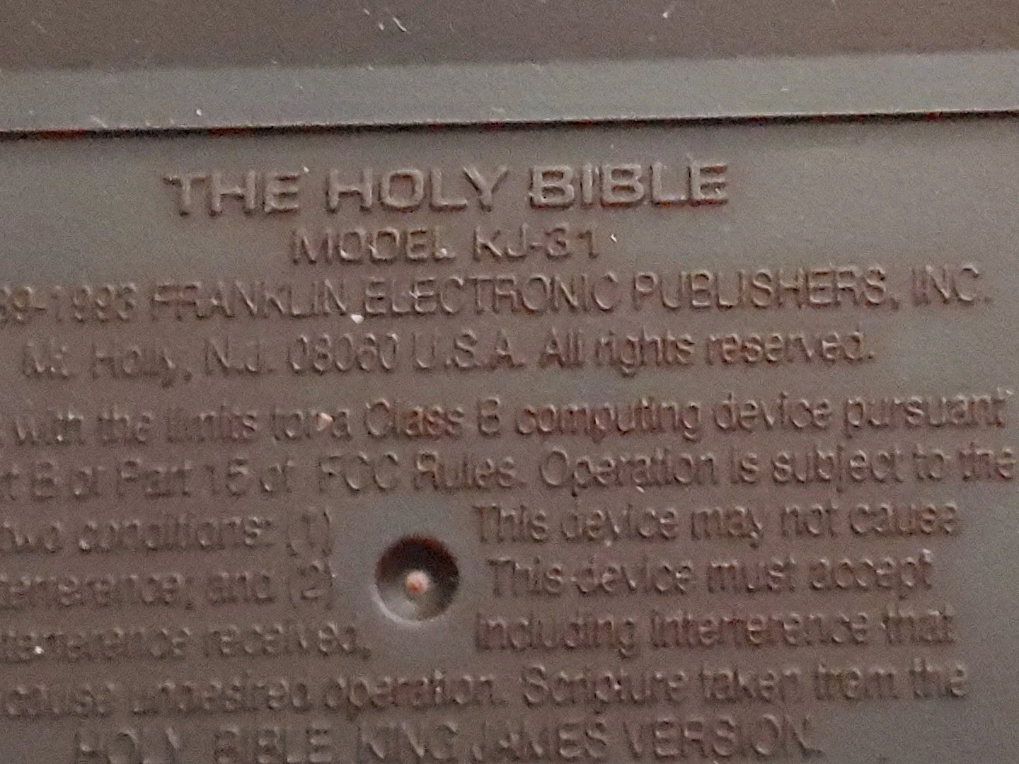 Franklin Electronic Holy Bible King James Version KJ-31 With Case & Manual WORKS