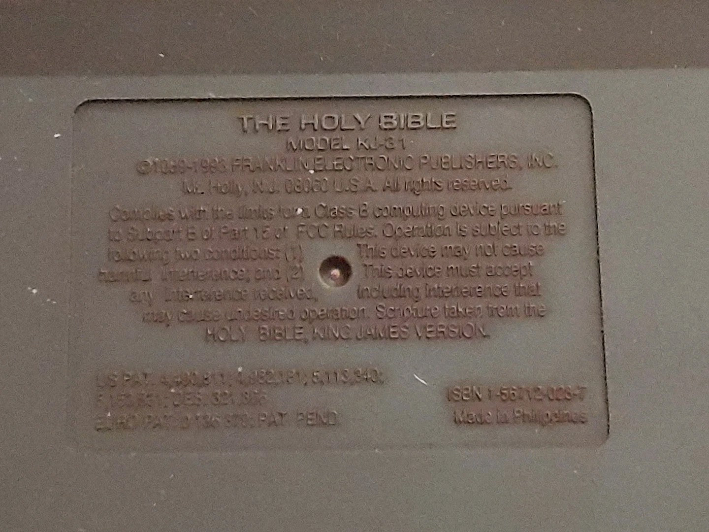 Franklin Electronic Holy Bible King James Version KJ-31 With Case & Manual WORKS