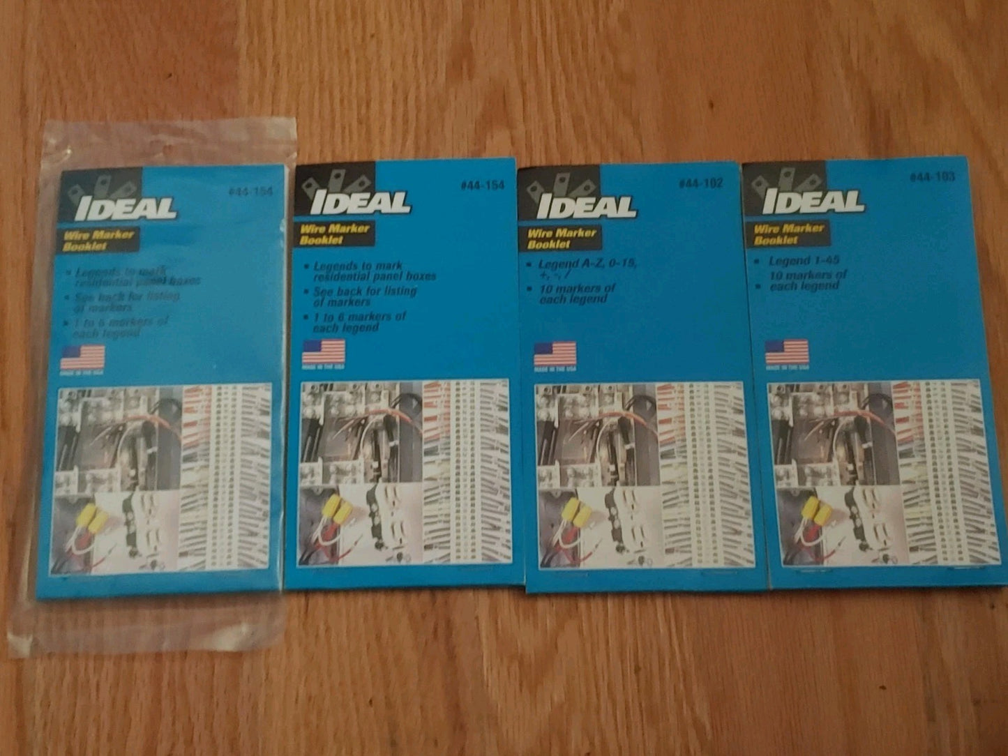 LOT OF 4 IDEAL (2) #44-154, (1) #44-103, (1) #44-102 WIRE MARKER BOOKLET