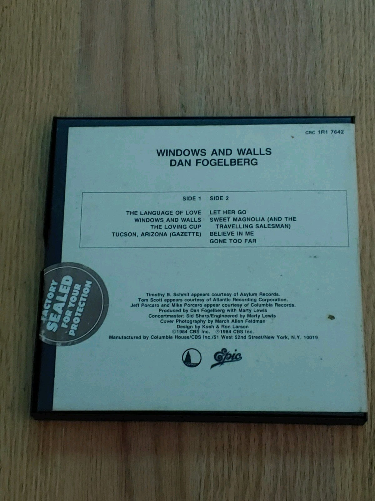 DAN FOGELBERG WINDOWS & WALLS 1984 Reel to Reel 7" 4 Track 3 3/4 LOW PRODUCTION!
