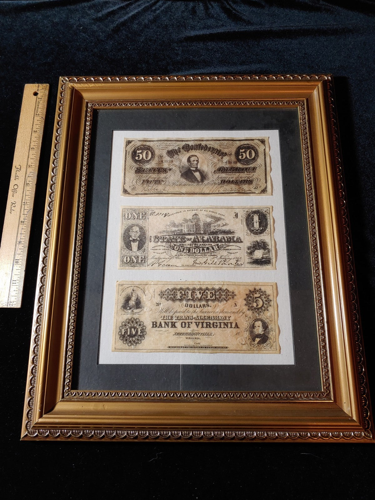 Civil War Currency Reproduction 20x14 Framed