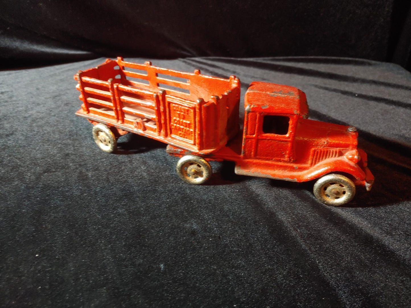A.C. Williams Vintage Coast to Coast Cartage Cast Iron Stake Bed Truck & Trailer