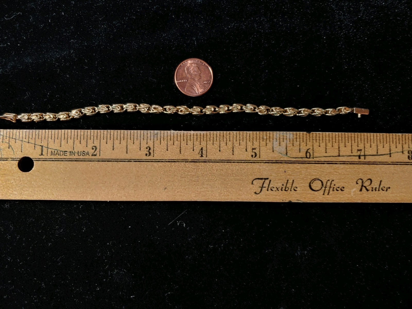 14k Gold Bracelet 7” Long Rare Style 6.8 Gram FREE SHIP