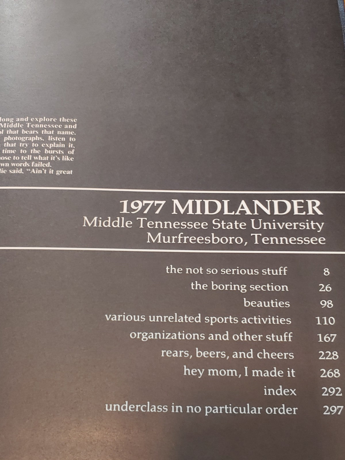 Vintage 1977 MTSU Midlander Annual Yearbook Clean