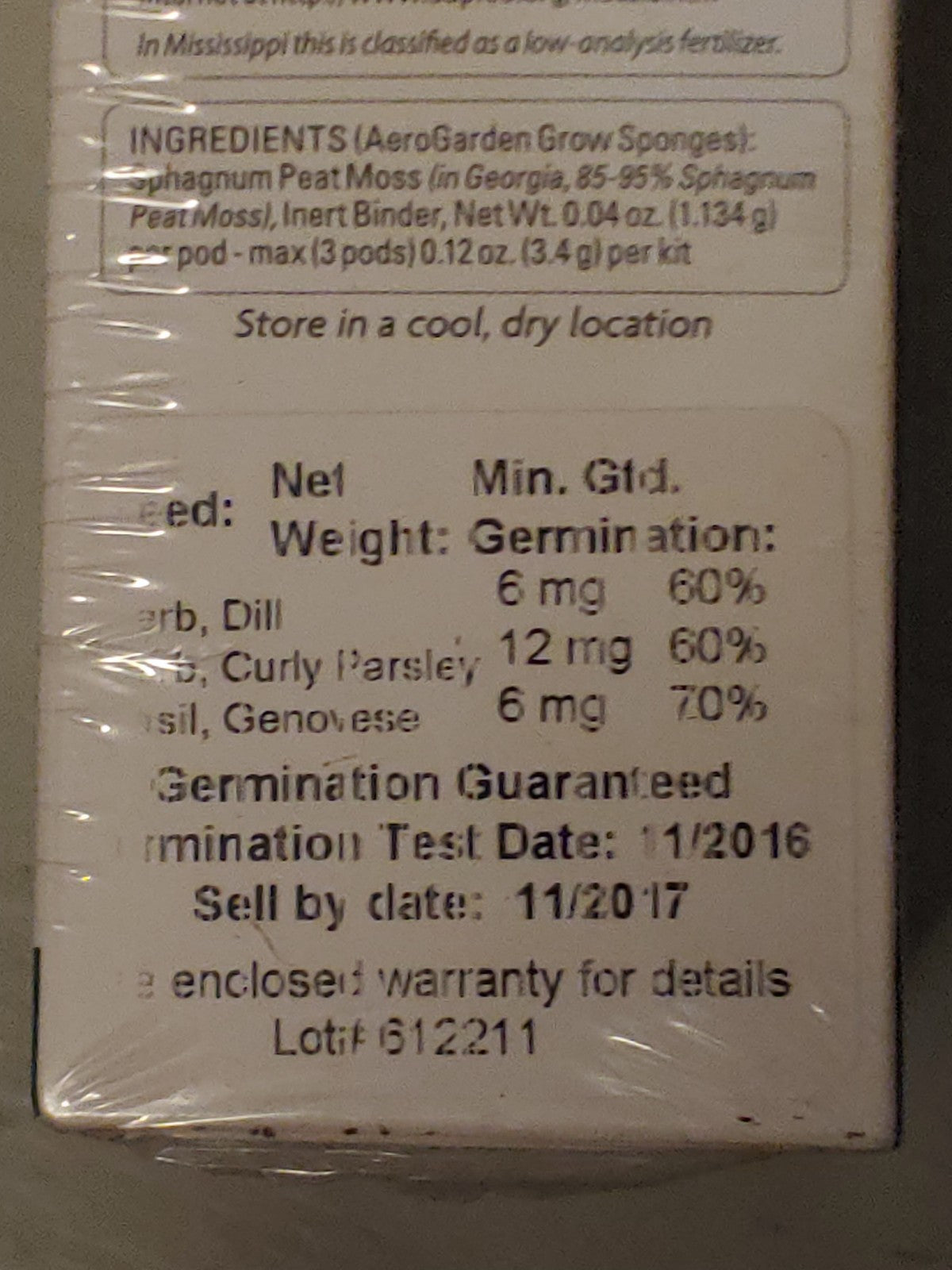 NEW! AeroGarden Seed Pod Kit Gourmet Herb Sealed