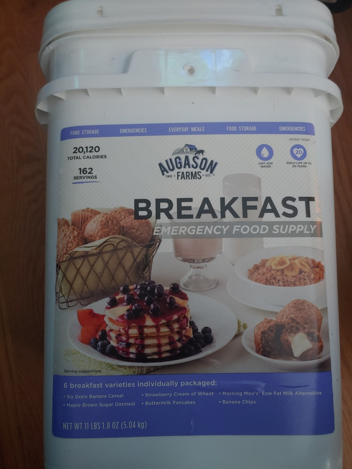 Augason Farms Breakfast Emergency Food Supply 4 Gallon Pail 162 servings 11 lbs.