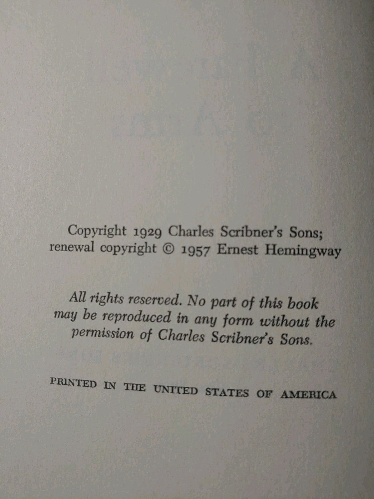 A Farewell To Arms By Ernest Hemingway Hardcover 1957 Charles Scribner’s Sons