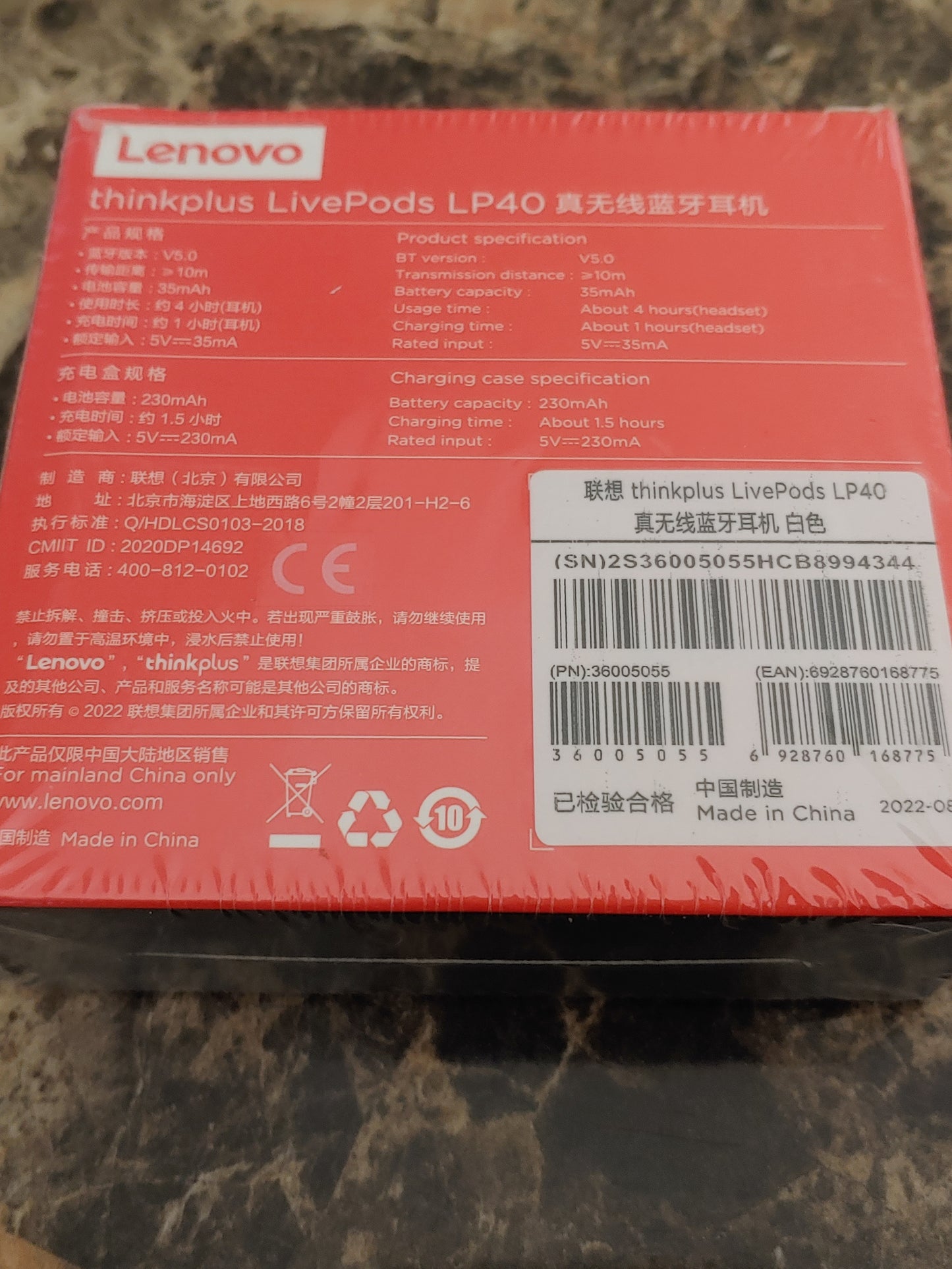 NEW! Lenovo Thinkplus Live Pods Sealed LP40 Ear Buds