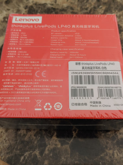 NEW! Lenovo Thinkplus Live Pods Sealed LP40 Ear Buds