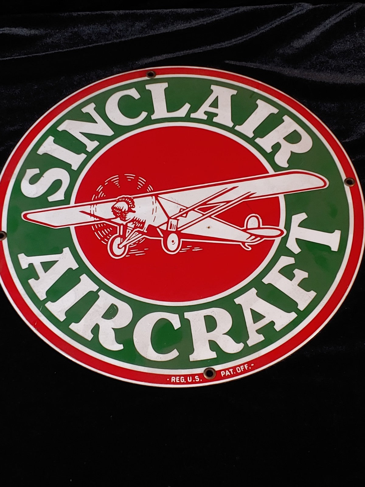 Ande Rooney Porcelain on Heavy Steel Sinclair Aircraft Airplane 11.25”