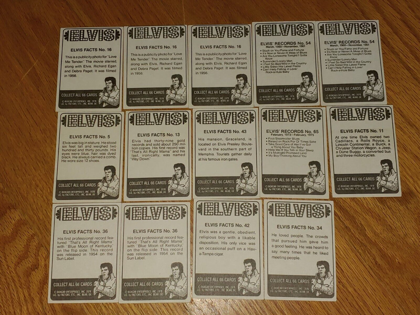 ELVIS PRESLEY ORIGINAL TRADING CARDS 14 BOXCAR CO 1978