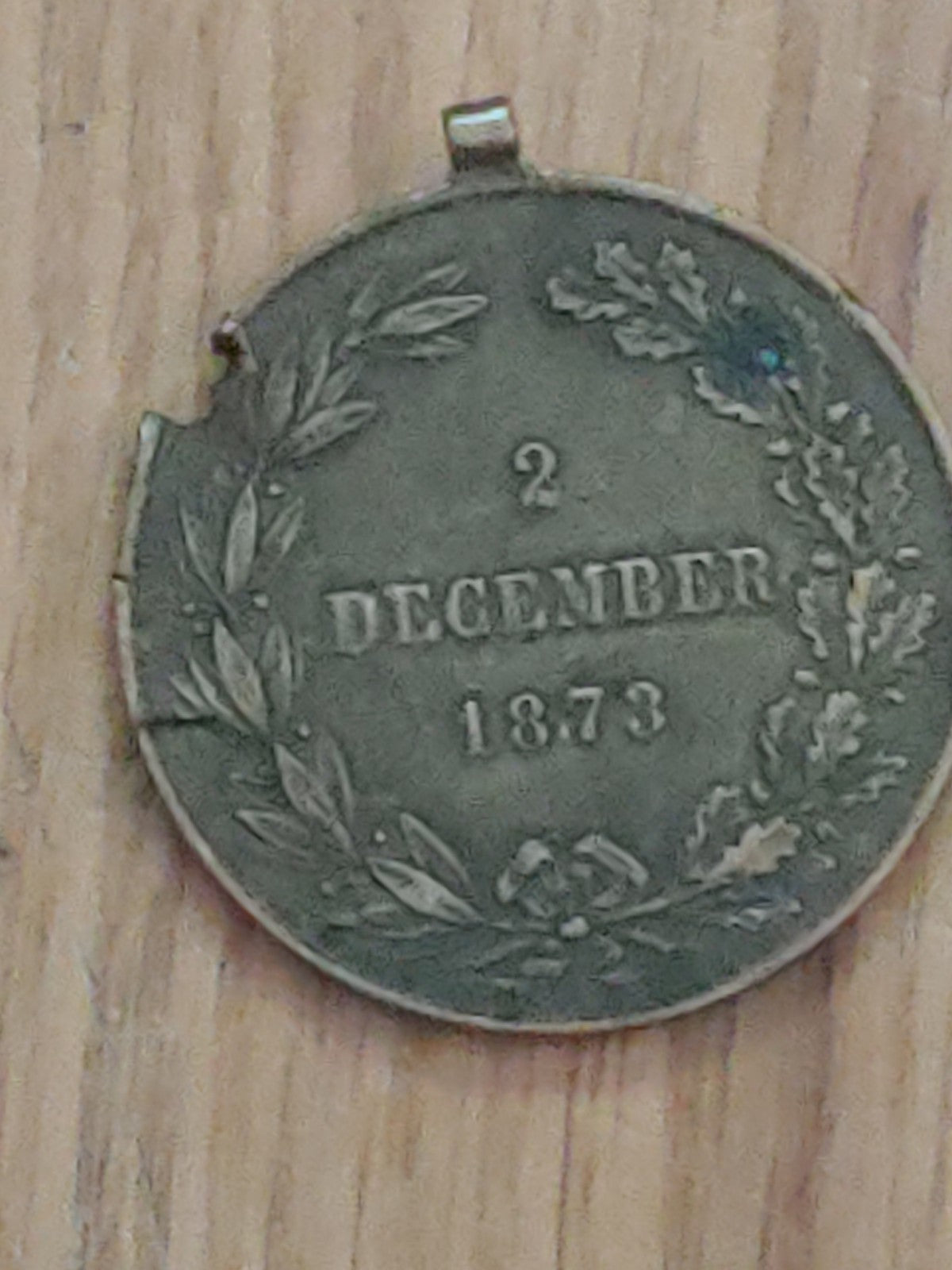 1873 AUSTRIA KING FRANZ JOSEPH I Antique OLD Austrian Necklace Medal Coin