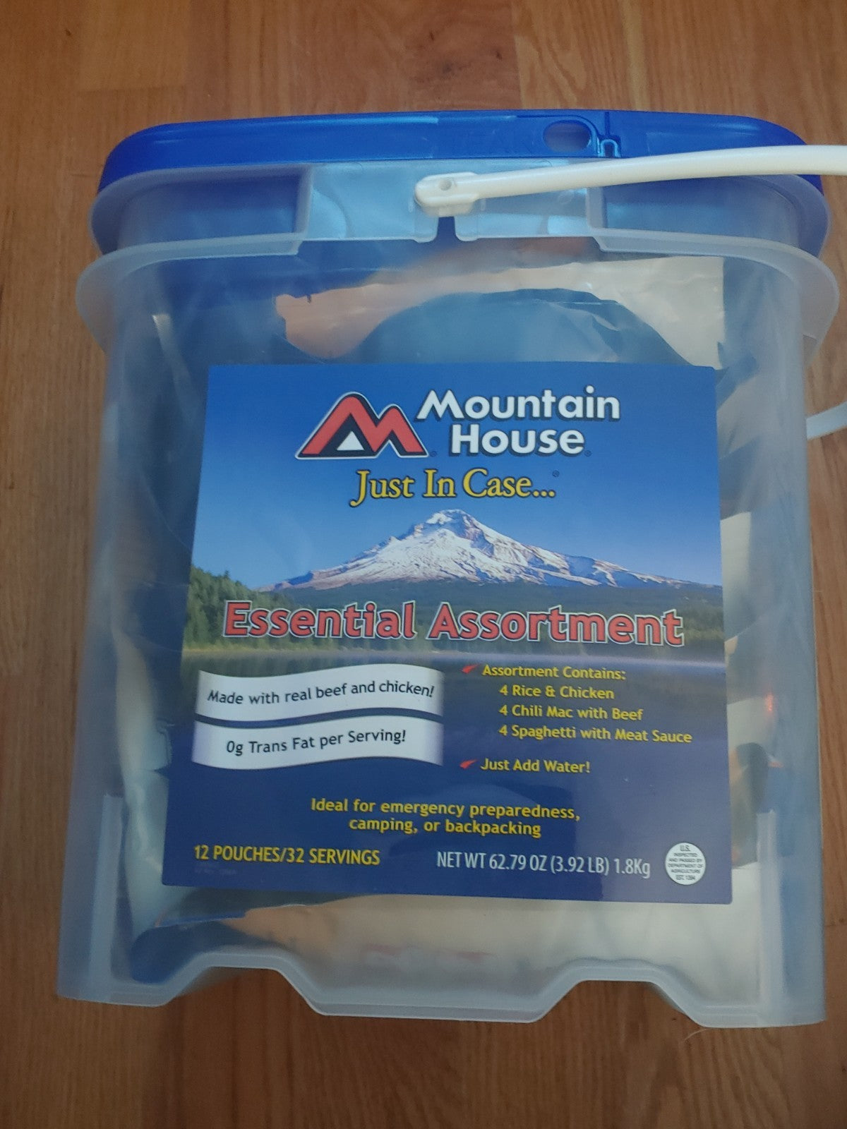 Mountain House Just In Case Essential 12 Pouch Bucket 32 Serving Sealed