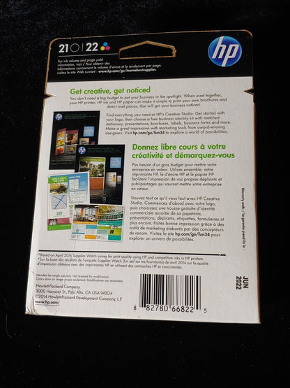 NEW!Genuine HP 21 HP 22 Ink 2Pk Exp 6/22