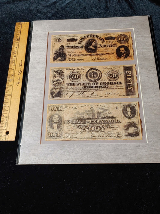 Civil War Currency Reproduction 14x11 Matted Sealed