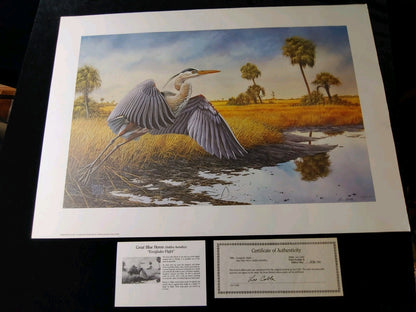 LEE CABLE HAND SIGNED "EVERGLADES FLIGHT" LIMITED EDITION  LITHOGRAPH W/COA