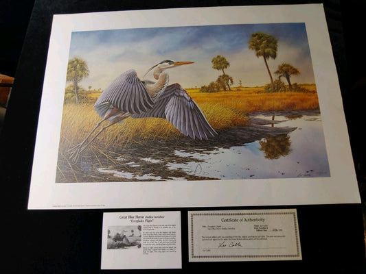 LEE CABLE HAND SIGNED "EVERGLADES FLIGHT" LIMITED EDITION  LITHOGRAPH W/COA