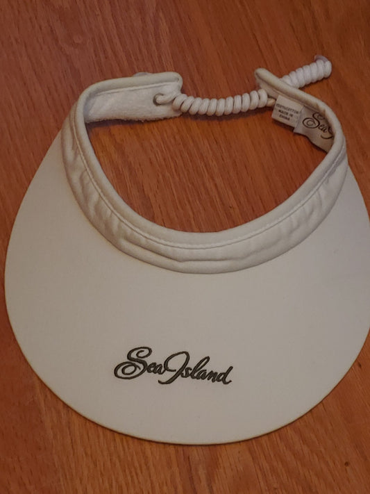 Vintage Sea Island Golf Club Georgia White Corded Golf Visor