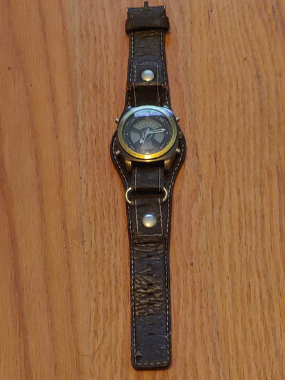 Quartz Watch Analog And Digital Unbranded w/ Faux Leather Strap