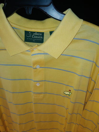 Augusta Amen Corner Yellow/Blue Striped XL Short Sleeve Polo Peter Millar
