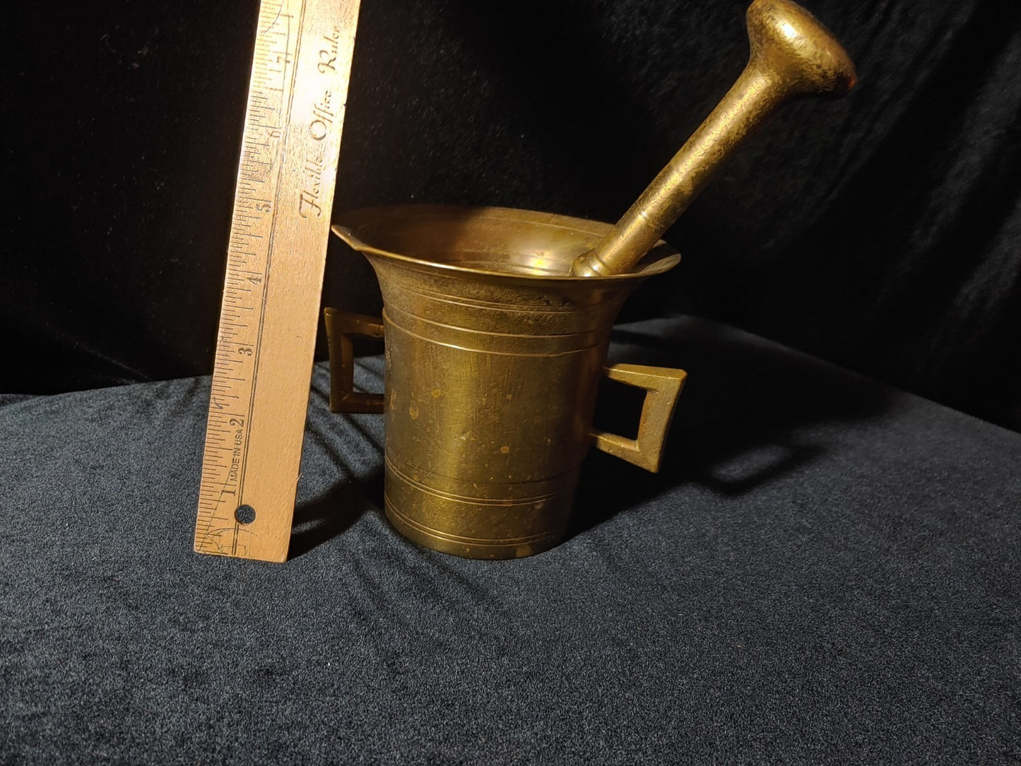 Vintage Heavy Solid Brass Mortar & Pestle Apothecary