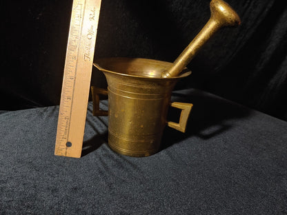 Vintage Heavy Solid Brass Mortar & Pestle Apothecary
