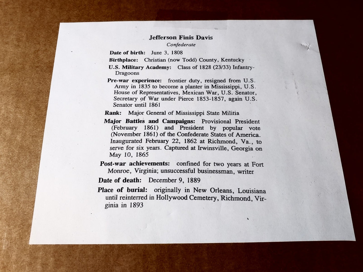 Civil War Color Photo Currency Reproduction 14x11 Matted Sealed