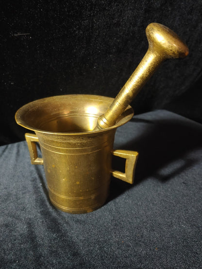 Vintage Heavy Solid Brass Mortar & Pestle Apothecary