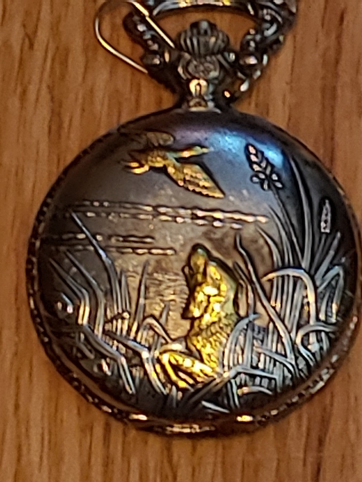 Vintage Milan Quartz Pocket Watch Hunters w/Chain New Battery Japan Movt