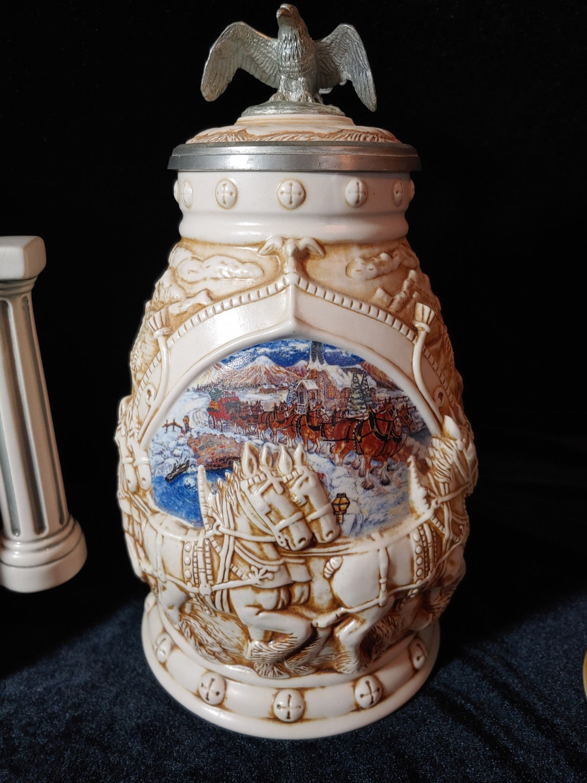 3 Avon Rare 10" Lidded Ceramic Beer Steins