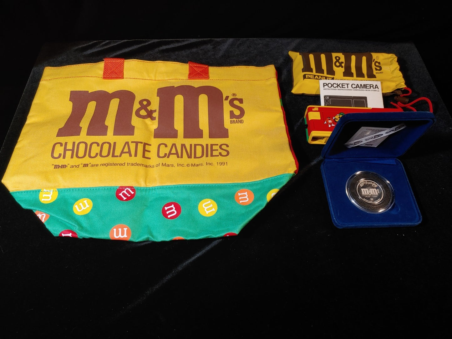 Vintage New M&M’s Lot Canvas Bag Camera 1oz .999 Silver Coin