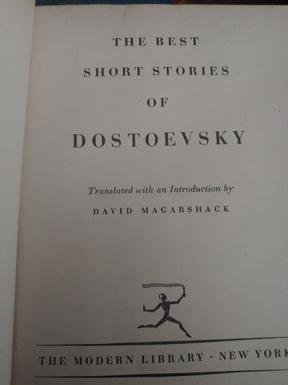 Dostoevsky Best Short Stories Modern Library 1955 Translated by Magarshack