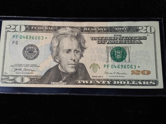 $20 dollar bill star note 2017a Low Serial PF04696063