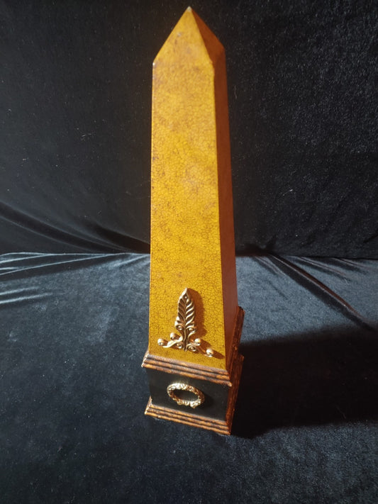Vintage Neoclassical Style Brass Composition and Partial Ebonized Table Obelisk