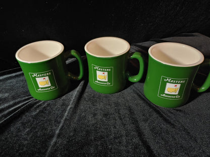 RARE 3 Augusta National Masters Golf Tournament Mug Signature Green Coffee Cup