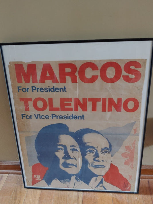 Marcos Tolentino 1986 Original Authentic Presidential Campaign Poster 27" x 22"