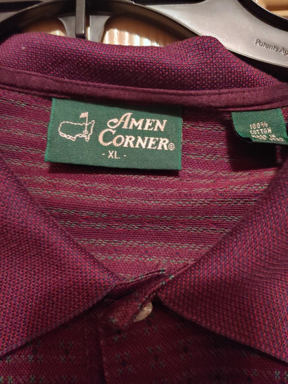 Augusta Amen Corner Burgundy/Green Pattern XL Short Sleeve Polo Peter Millar