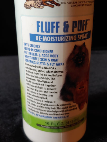 Fluff & Puff Re-Moisturizing Spray by Nature's Specialties for Pro Groomers 16oz