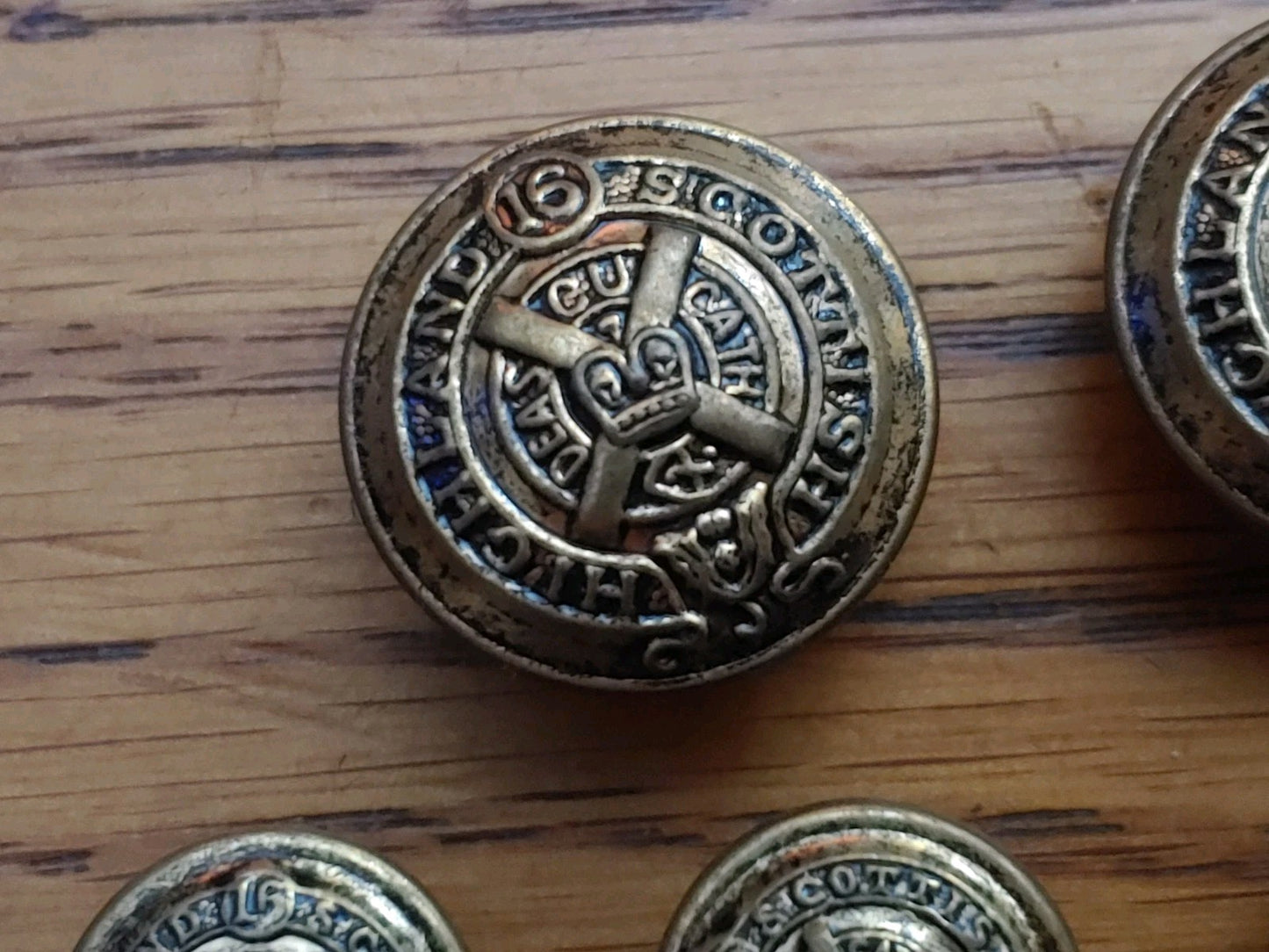 Scottish Highland Military Brass Buttons Lot of Six 16th Infantry