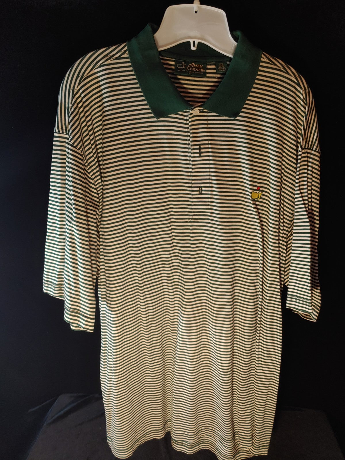 Augusta Amen Corner White/Green Striped XL Short Sleeve Polo Peter Millar