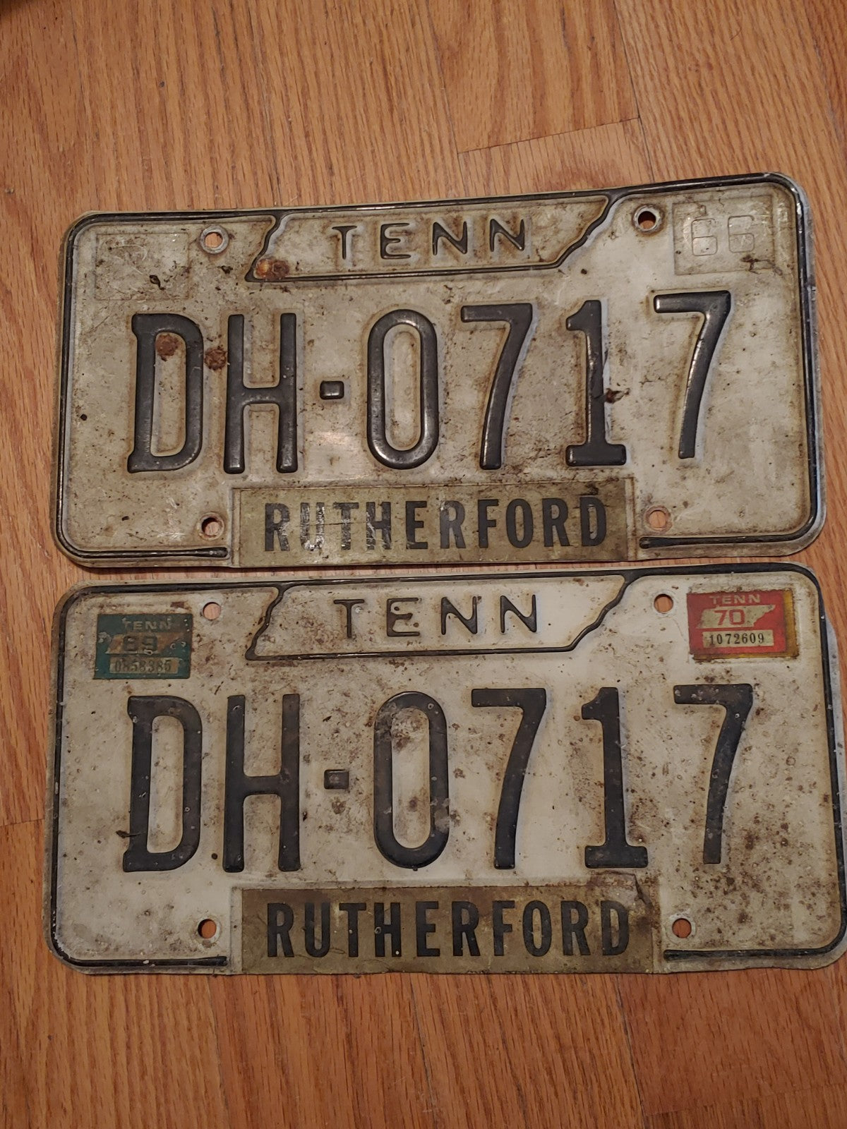Vintage 1966 Tennessee License Plate Pair Rutherford County