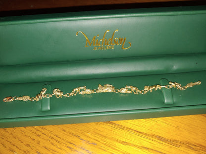 14k Yellow Gold Noah's Ark & Animals Bracelet Lobster Clasp with Original Box