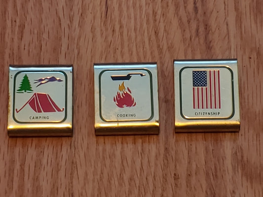 Vintage 3 Boy Scout Metal Belt Loops Camping Citizenship Cooking