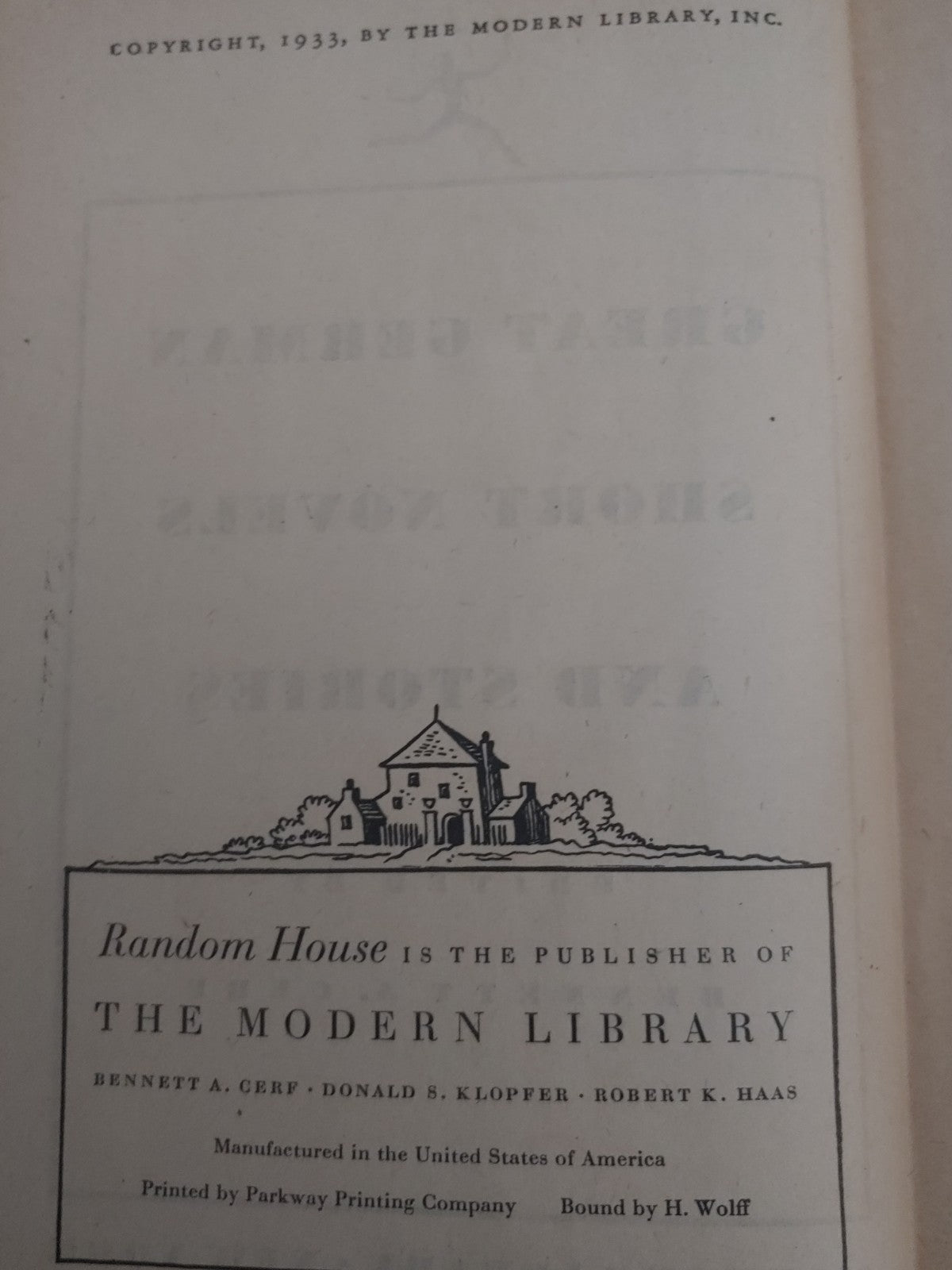 GREAT GERMAN SHORT NOVELS AND STORIES Modern Library 1933
