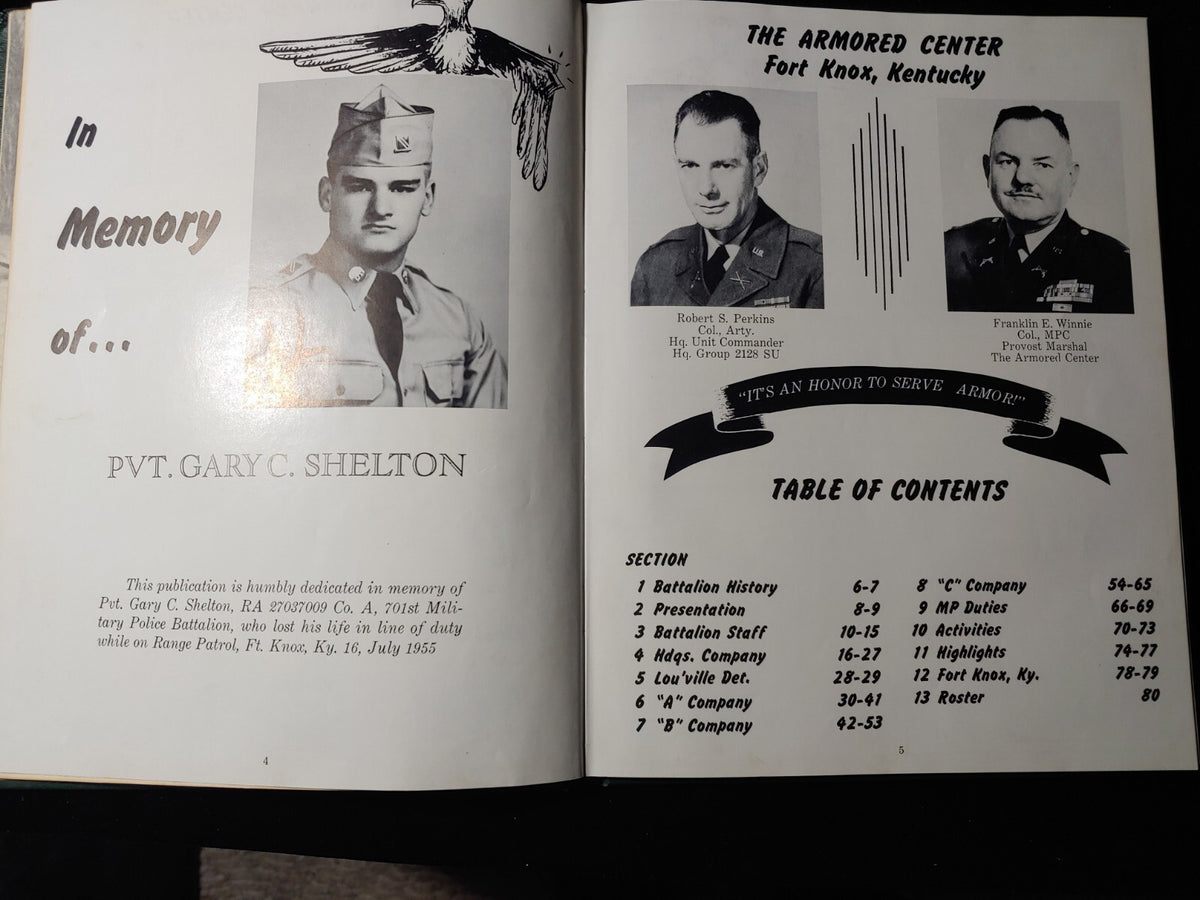 1956 US Fort Knox KY YEARBOOK 701st MILITARY POLICE BATTALION