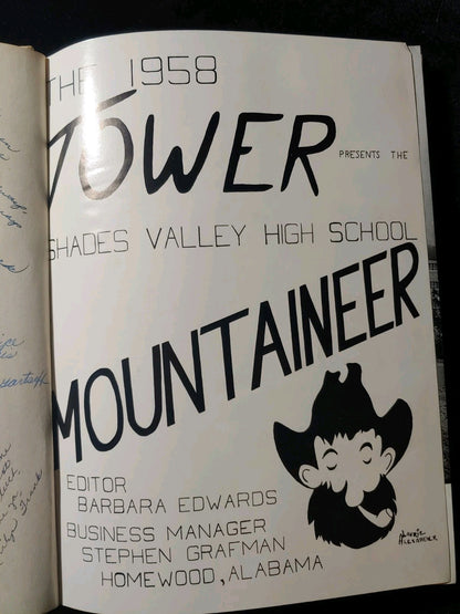 Vintage 1958 Shades Valley High School Birmingham Alabama Yearbook Annual
